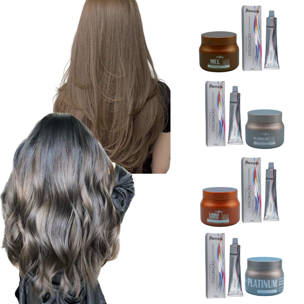 Kit Tinta de Cabelo Mairibel 7.1 Loiro Médio Cinza + Matizador 250g ou 500g
