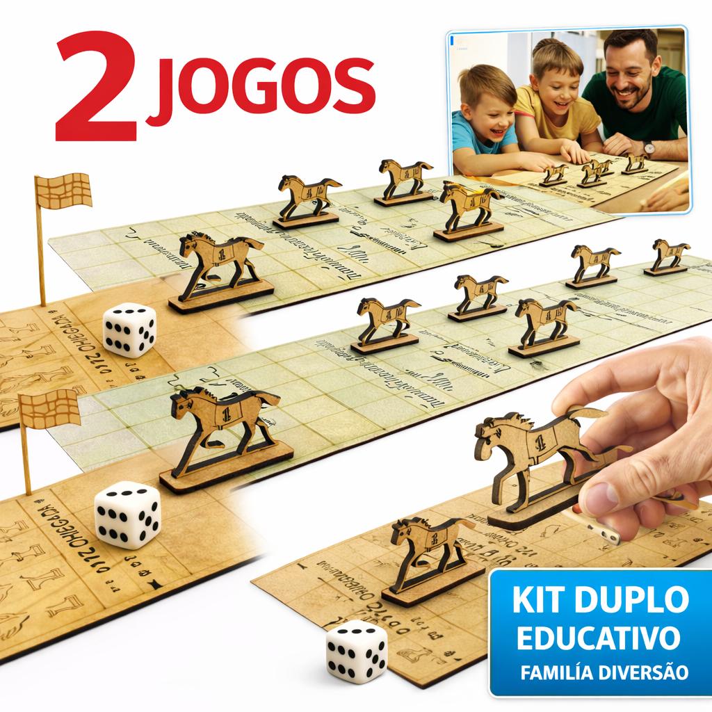 Kit 2 Jogo Corrida de Cavalos Tabuleiro Infantil MDF Educativo Família Amigos Presente  Pista 96 cm em Oferta na Shopee