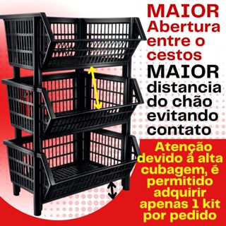 kit 6 Pçs Cesto Empilhavel Expositor Organizador Gondola Medio 58cm em Oferta na Shopee