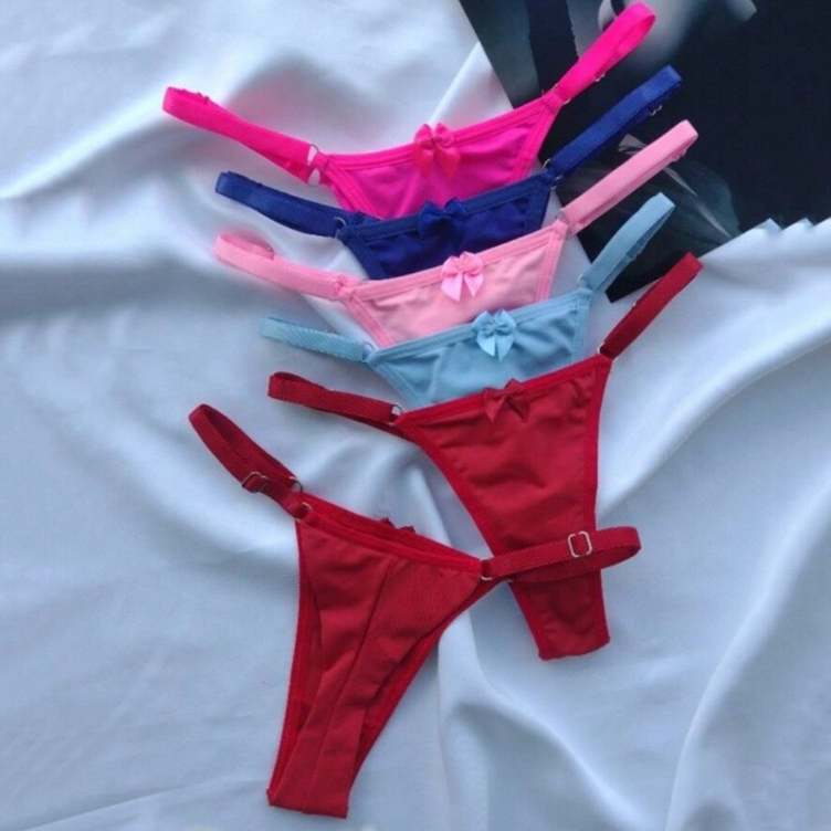 Kit 10 Calcinhas Fio Duplo com Regulagem de Microfibra Tanga Fio Dental Sexy Lingerie Feminina