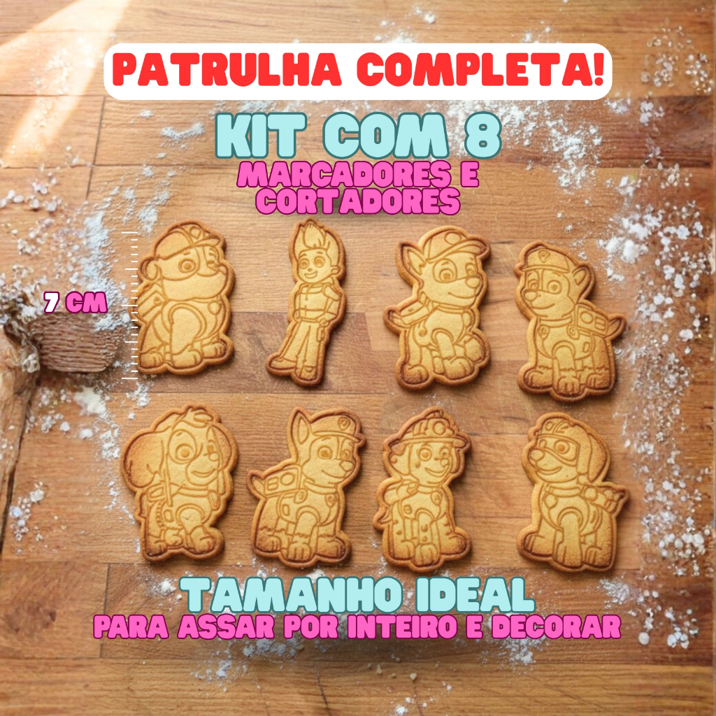 Kit Cortadores de Biscoito Patrulha Canina – 8 Modelos | Cortador de Cookie Massa Patrulha completa em Oferta na Shopee