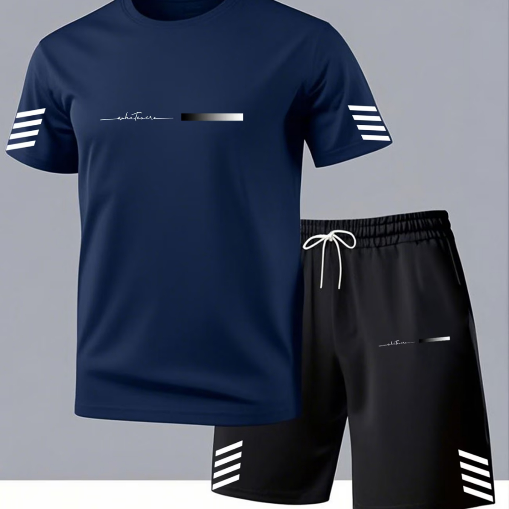 Kit Camiseta E Short Conjunto Masculino Estiloso StreetWear Verão Confortavel Academia