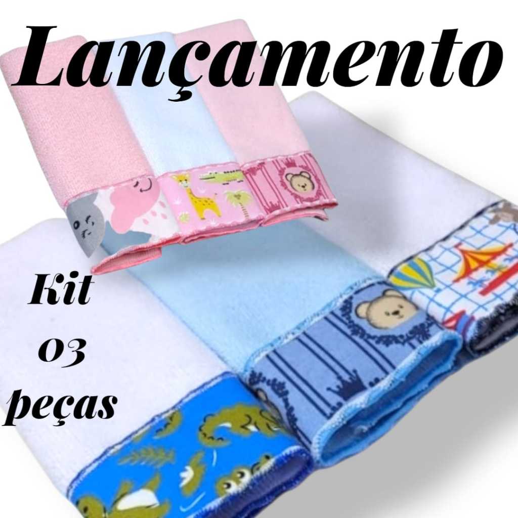 Kit 03 Peças Toalhinhas de Boca e Ombro Felpudas - Atoalhado Macio - Envio Imediato - Top Unic