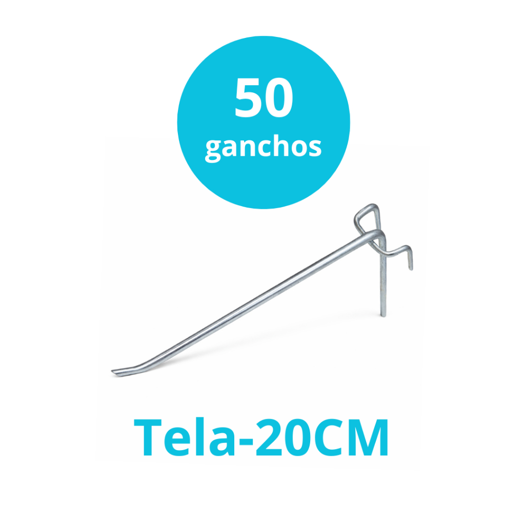 50 Ganchos Expositor Para Painel de Tela Aramado de 20 cm Zincado em Oferta na Shopee