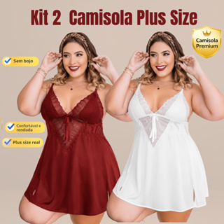 Kit 2 Camisola Plus Size Soraya Sexy Verão Rendada Sem Bojo Confortável Linha Noite Luxo em Oferta na Shopee