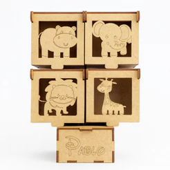 Kit 20 Caixas MDF Safari Personalizadas Lembrancinhas Festa Aniversário Infantil 3mm 12x12cm