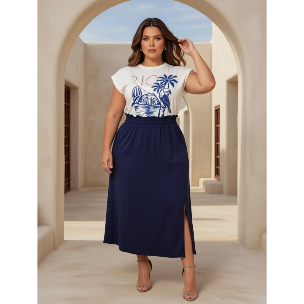 Conjunto Feminino Blusa e Saia – Elegante e Confortável em Oferta na Shopee