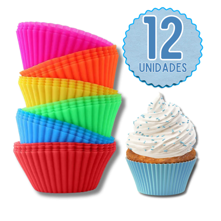 Forminha De Silicone Forma Assadeira Cupcake Mini Bolo Muffin 12 Unidades