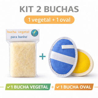 Kit 2 Buchas de Banho Naturais, 1 Vegetal + 1 Oval, Ideais para Esfoliação, Limpeza da Pele em Oferta na Shopee