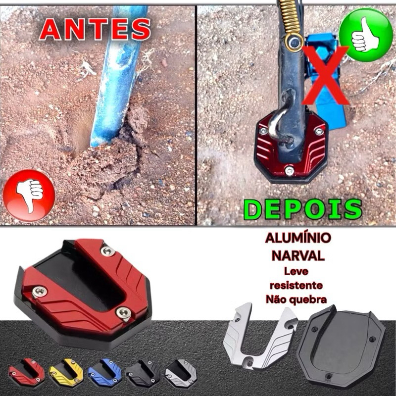 Capa Protetora Descanso Base Ampliadora Extensor Descanso Lateral Moto Universal em Oferta na Shopee