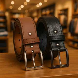 Kit 2 Cinto Masculino Couro Sintético Social e Casual Estilo Versatil Preto e Marrom  do P ao Plus em Oferta na Shopee