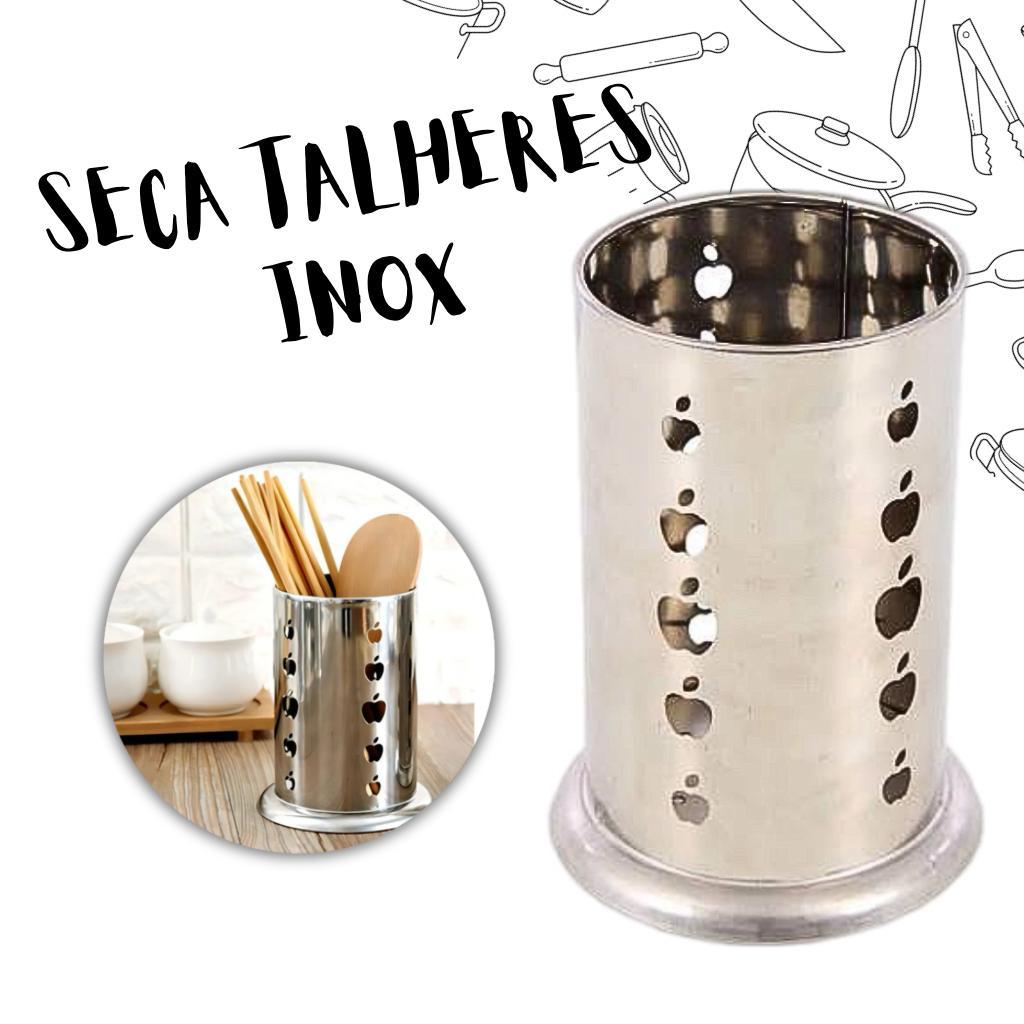 Seca Porta Talheres Suporte Utilidades Casa Faqueiro Escorredor Cozinha Inox 16,5cm