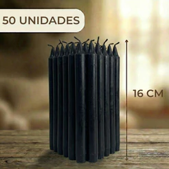Velas Palito Pretas 50/100 unidades de 16x1,5cm 28g | Atacado e Revenda | Decoração