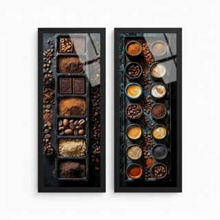 Kit 2 Quadros 18x45 cm café, cozinha, gourmet, moldura e vidro em Oferta na Shopee