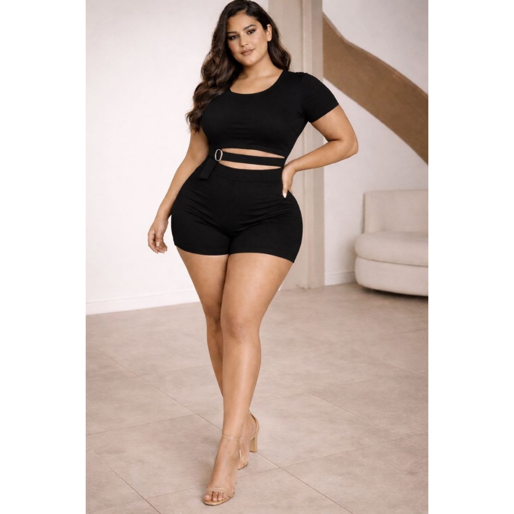 Conjunto Plus Size feminino G ao G2 - Moda Baladinha e Cotidiano, que Valoriza suas Curvas! Perfeito para Arrasar em Oferta na Shopee