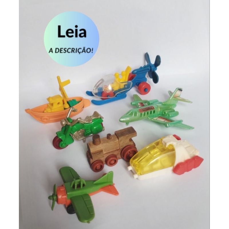 Miniatura colecionáveis do Kinder Ovo 1980  Avião | Helicóptero | Trem | Moto | Barco | Submarino