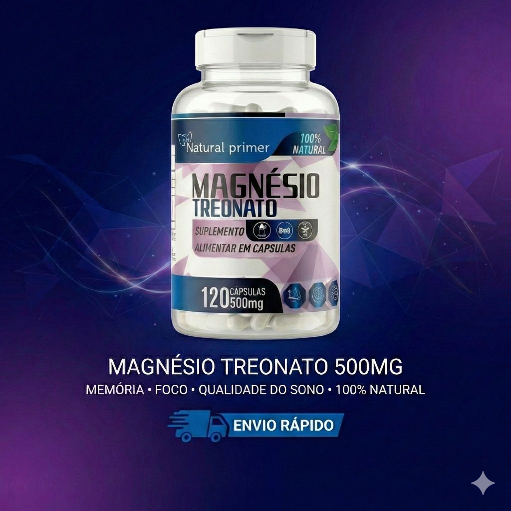 MAGNÉSIO TREONATO - NATURAL PRIMER 500 MG - 120 CÁPSULAS em Oferta na Shopee