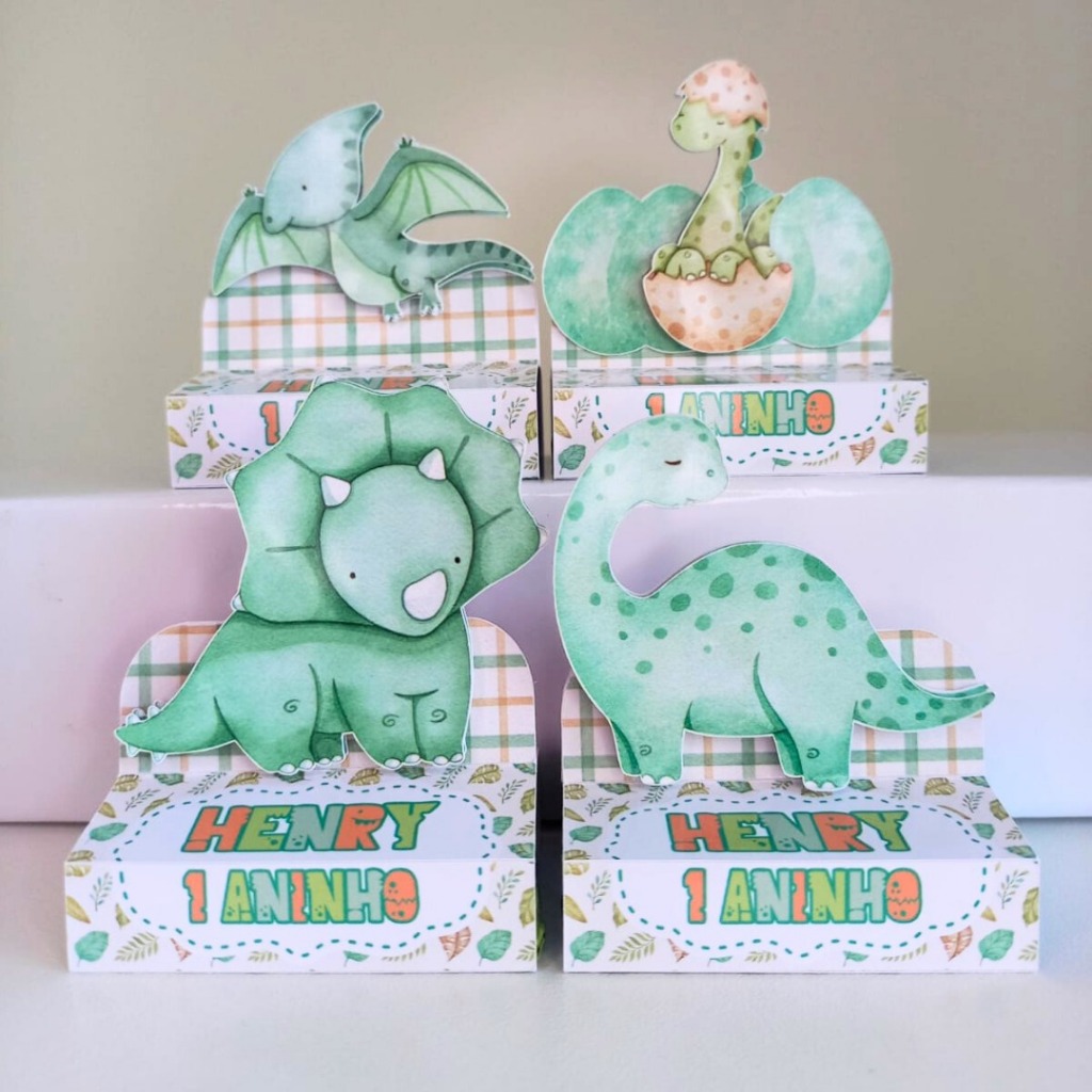 Porta Bis Duplo Dinossauros 3D Personalizados /Lembrancinha de Festa / Aniversário / Batizado / Chá