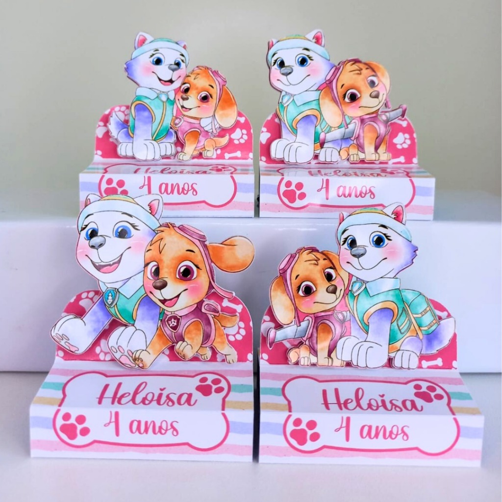 Porta Bis Duplo Skye e Everest Patrulha Canina 3D Personalizados /Lembrancinha de Festa /Aniversário / Batizado / Chá