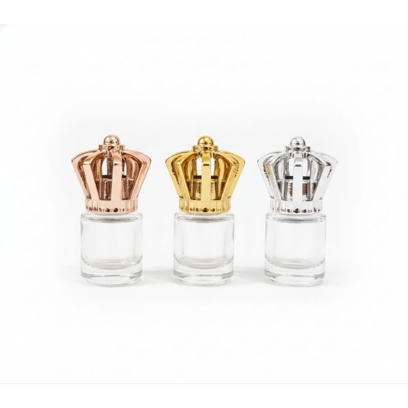 Kit 20/40 Mini Frasco Vidro 5ml Com Tampa Coroa R13/410 Metalizada, Porta Óleo, Perfume, Essência
