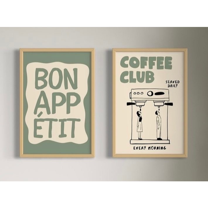 Quadros decorativos Cozinha e Cantinho do Café Bon Appétit Coffee Club (2 peças)