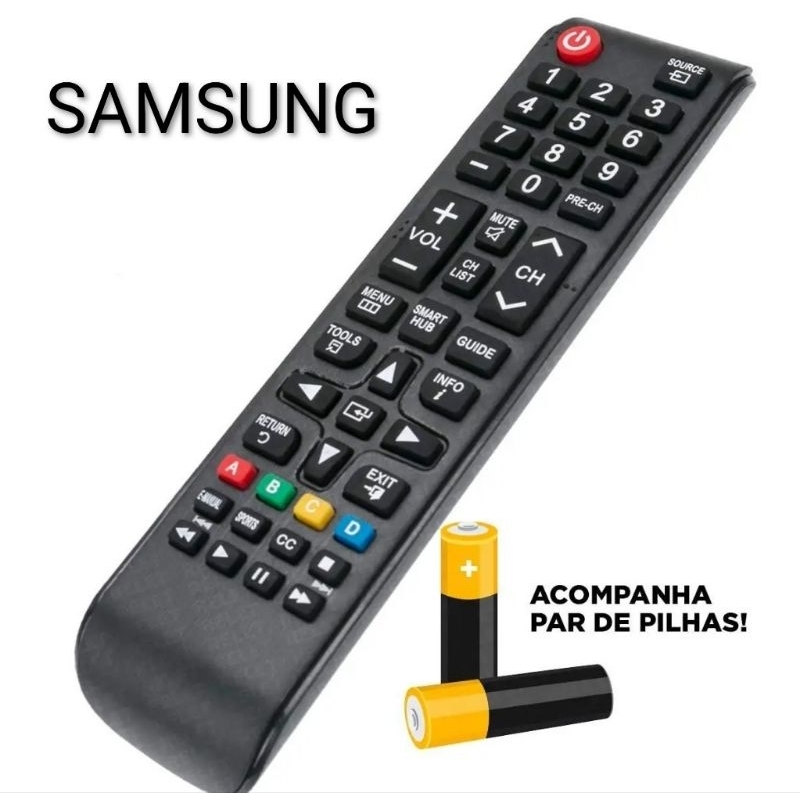 Controle Remoto SAMSUNG LCD/LED PLASMA 4K - Compatível, (2 pilhas)