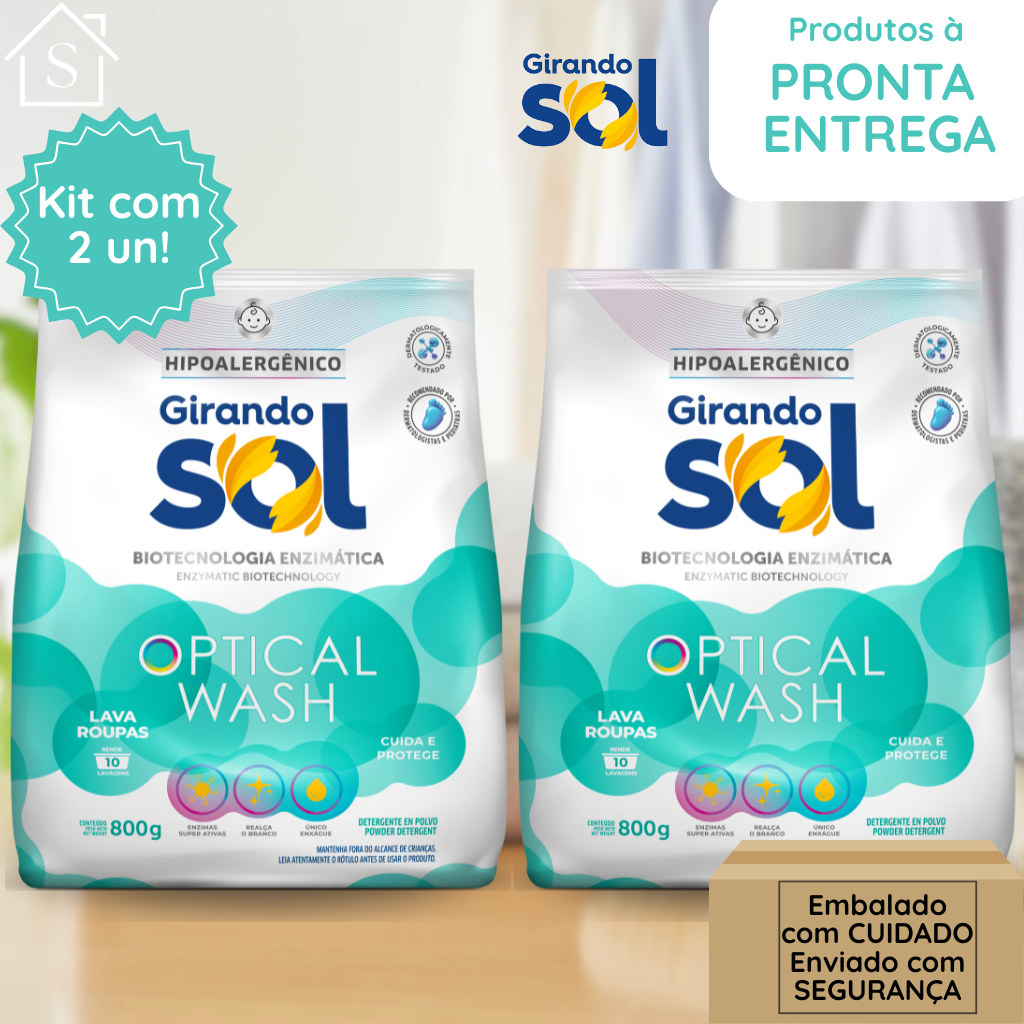 COMBO COM 2 LAVA ROUPAS EM PÓ Girando Sol Hipoalergênico 800g SABÃO P/ ROUPAS Rende Mais e Perfuma