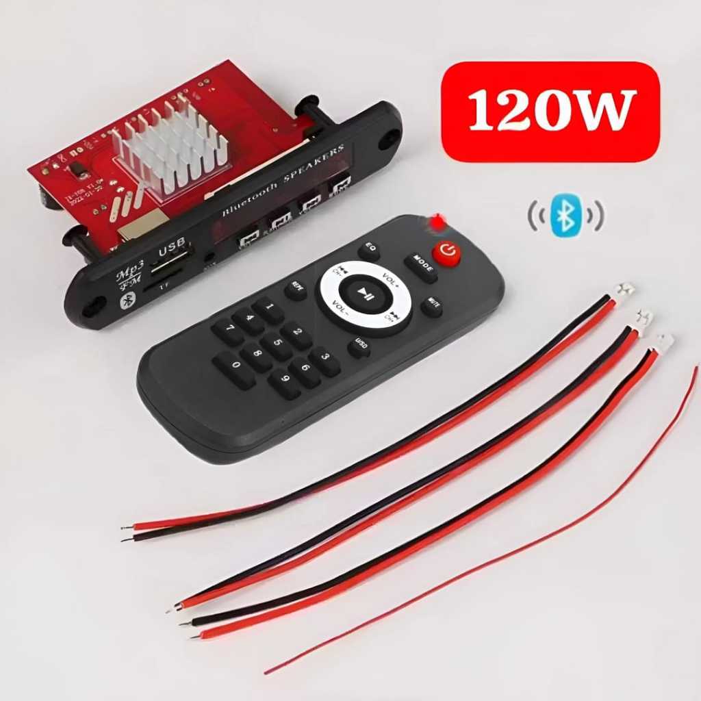 Placa Amplificada Bluetooth V5.0 120W e 50W MP3 Decodificador Fm Aux Alto-Falante Rádio Player Automotivo