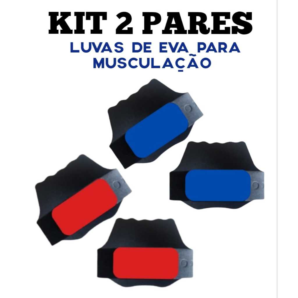 kit de 2 pares de EVA Azul, para musculação/Academia/Protetor palmar.