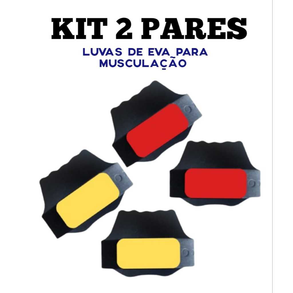 kit de 2 pares de EVA amarelo e vermelho, para musculação/Academia/Protetor palmar.