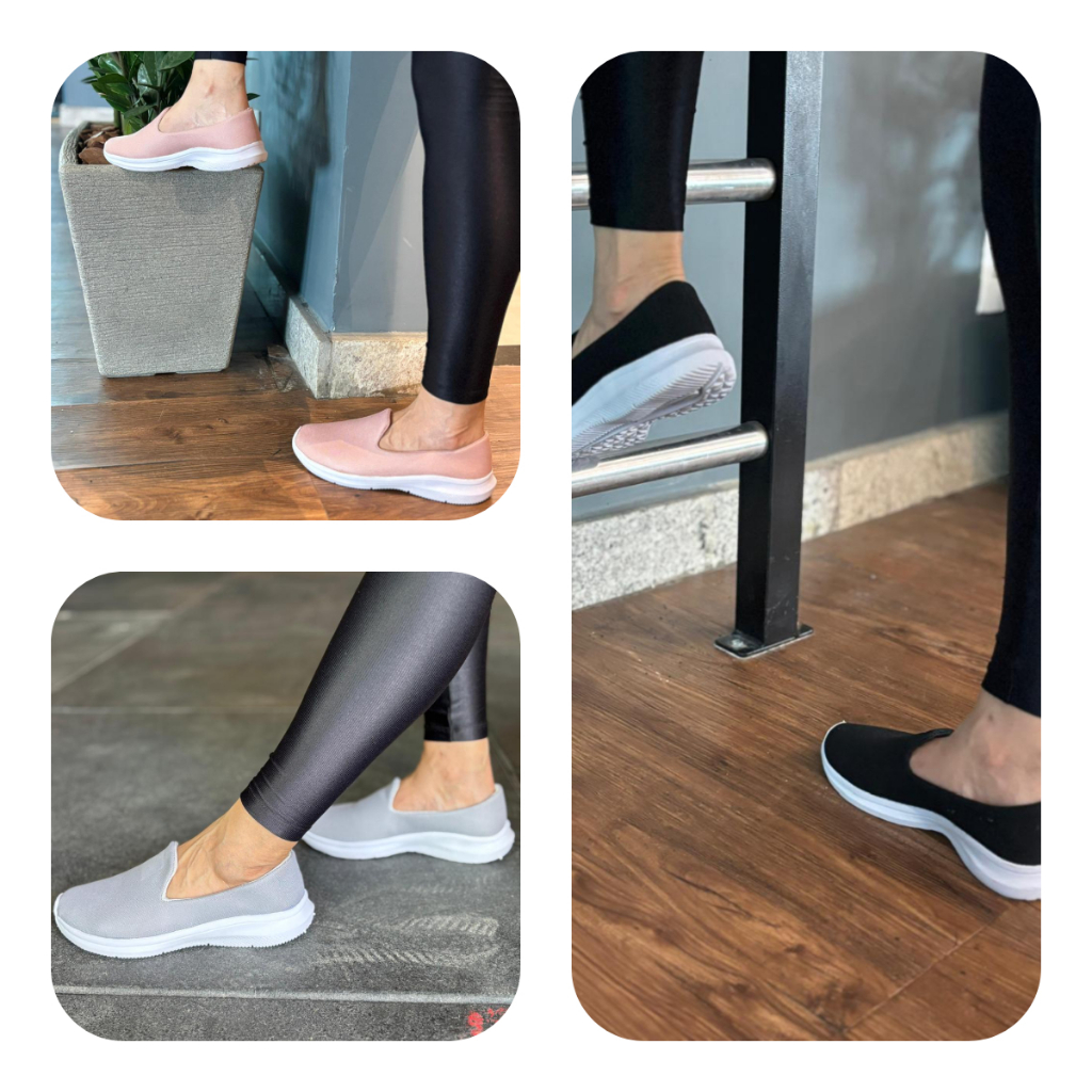 Tênis Feminino Meia Calce Fácil Slip On Leve Flexível Confortável Caminhada Academia Casual lancamento