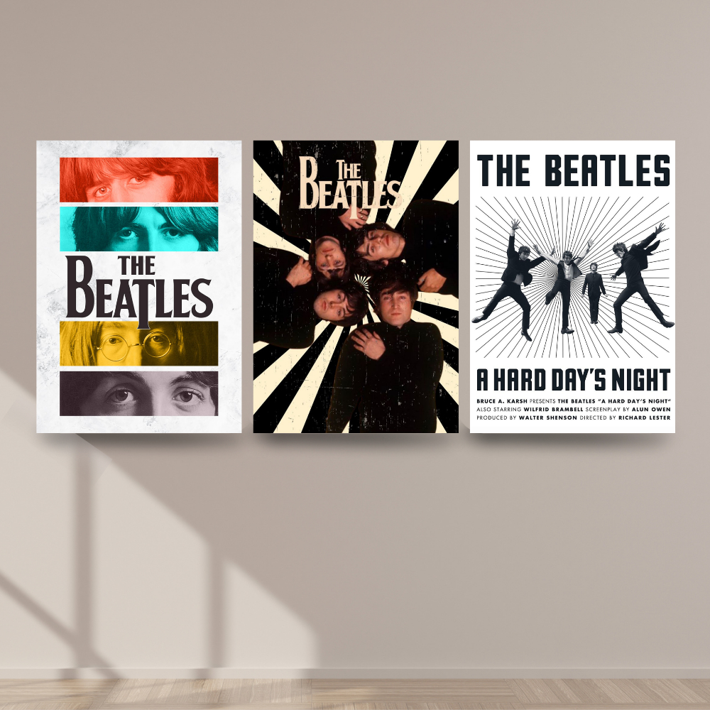 Kit Quadros Decorativos 3 Peças The Beatles John Lennon Paul McCartney George Harrison Ringo Starr