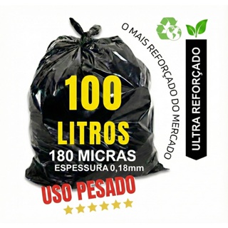 Saco de Lixo 100 Litros 180 Micras Preto - Super Resistente Limpeza Construção Residência Uso Pesado em Oferta na Shopee