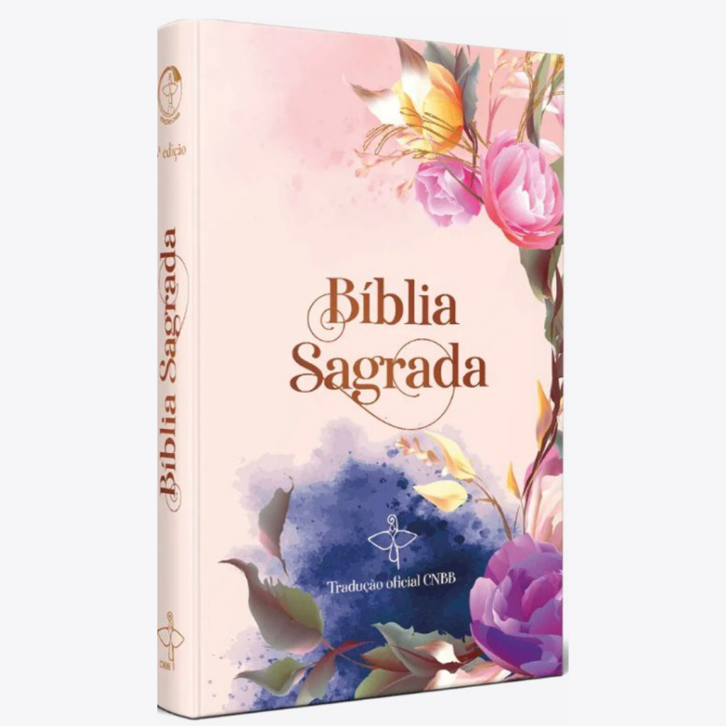 Bíblia Sagrada Católica CNBB Letra Grande Capa Floral Artística Com Fitilho em Oferta na Shopee