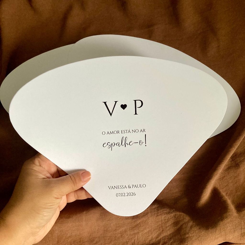 50 Leque ventarola Personalizado de Casamento com iniciais arte minimalista
