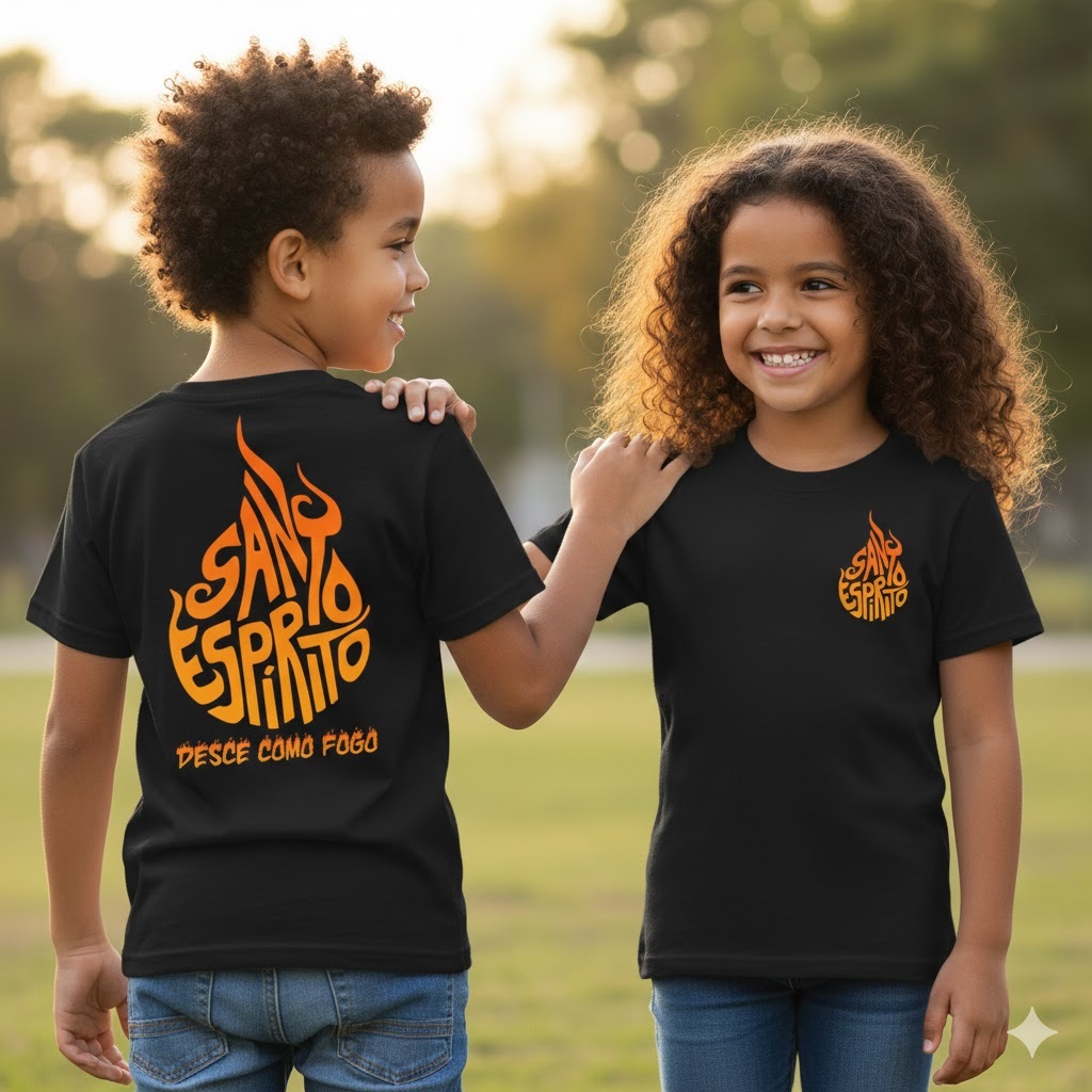 Camiseta Infantil Juvenil Cristã Espírito Santo 100% Algodão Premium Streetwear Menino Menina 2 ao16