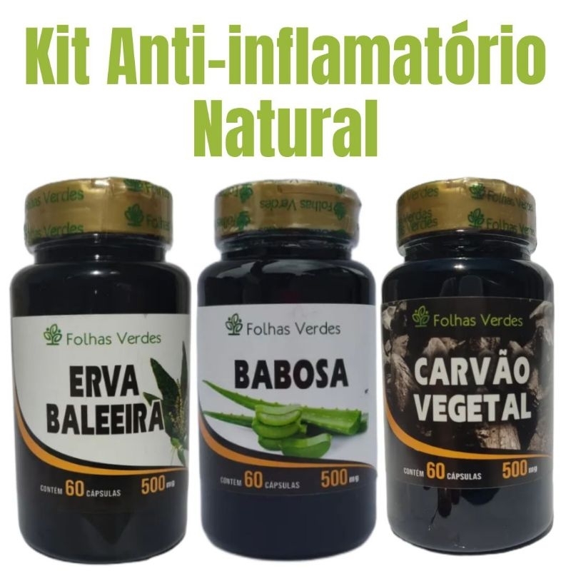 KIT NATURAL : BALE-EIRA + BABOSA + CARVAO VEGETAL - 500MG / ENVIO RAPIDO