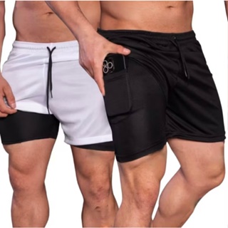 Kit 3 Bermuda De Treino 2 Em 1 Masculina Dry Fit Shorts Forrado Com Bolso Para Academia em Oferta na Shopee