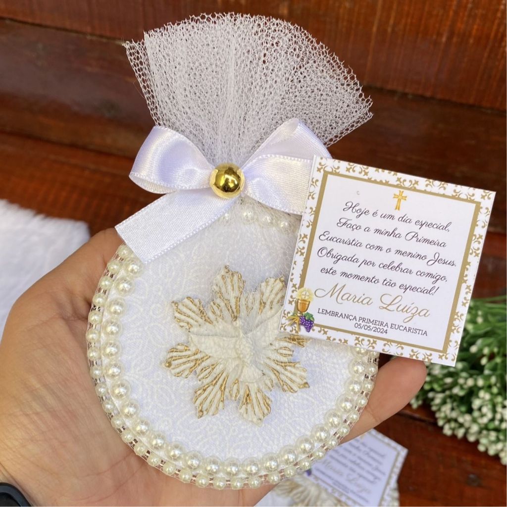 10 Lembrancinha para Primeira Comunhão/Eucaristia Personalizado - Mandala Divino Espirito Santo