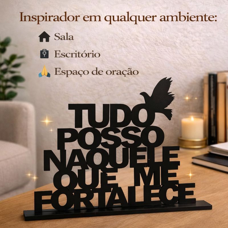 Decoração religiosa Tudo Posso em MDF. em Oferta na Shopee