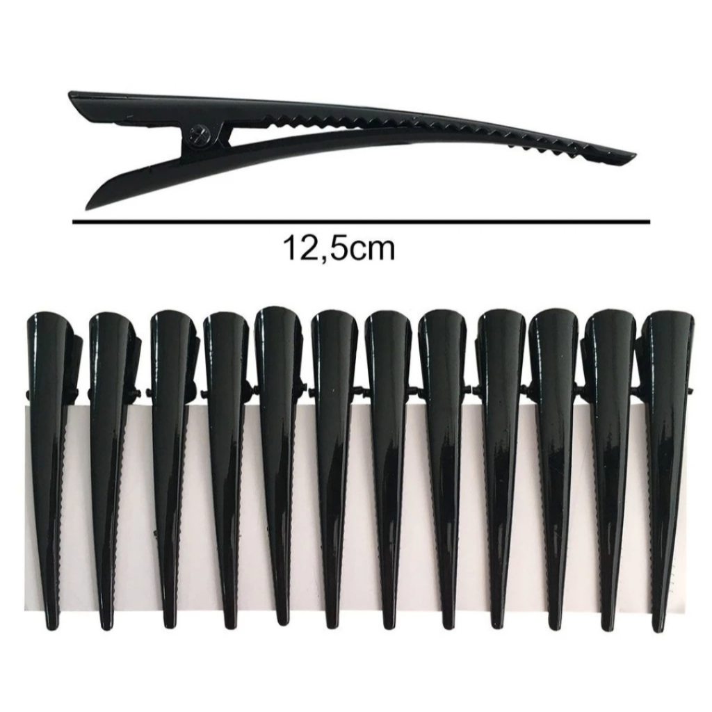 kit 2/4/6/12 Prendedor De Cabelo Bico De Pato Presilha Metal Grande 12,5cm