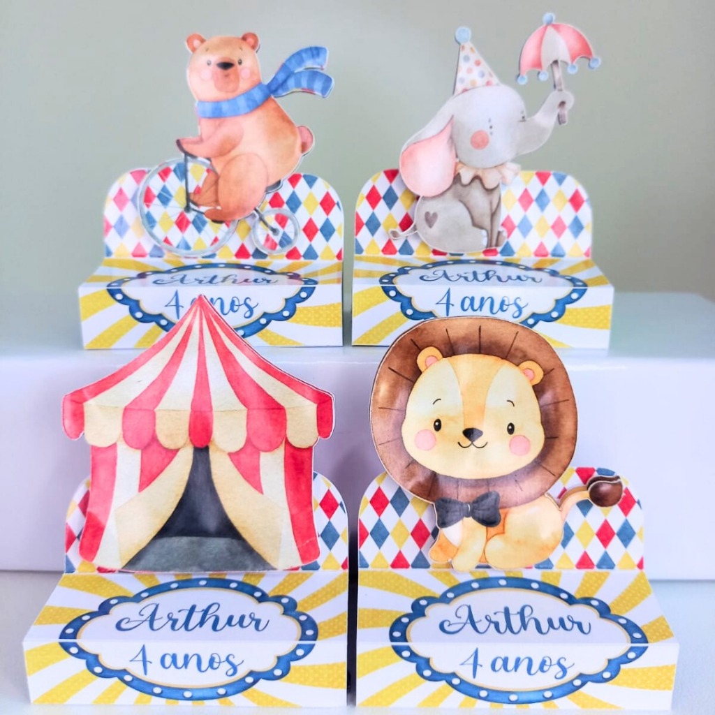 Porta Bis Duplo Circo Menino 3D Personalizados /Lembrancinha de Festa /Aniversário / Batizado / Chá