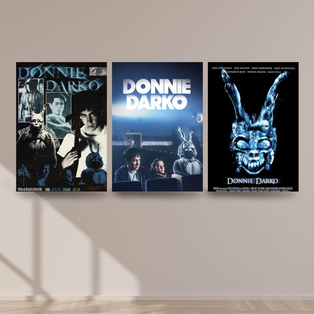 Kit Quadros Decorativos 3 Peças Donnie Darko Classic Filme Jake Gyllenhaal Frank Coelho Viagem Tempo