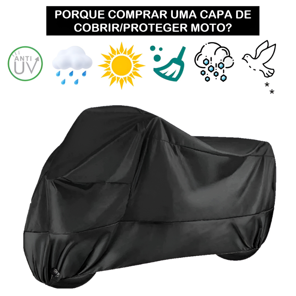 Capa de Cobrir Moto em Couro 100% Forrada Impermeável Anti-Uv Anti-Risco Protetora — imagem 2 de 2