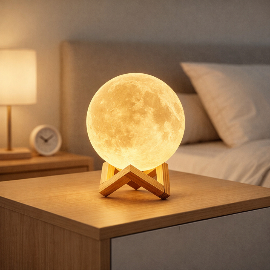 Kit Até 02 Abajur Mini Lua 3D LED Luminária Decorativa Luz Noturna Aconchegante Quarto em Oferta na Shopee