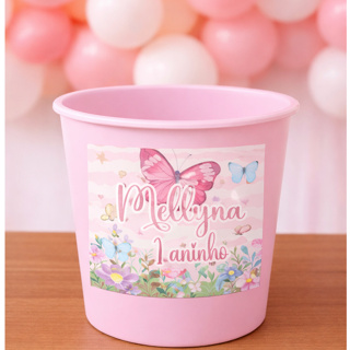 Adesivo Baldinho de pipoca personalizado JARDIM DAS BORBOLETAS/Fazemos todos os temas em Oferta na Shopee