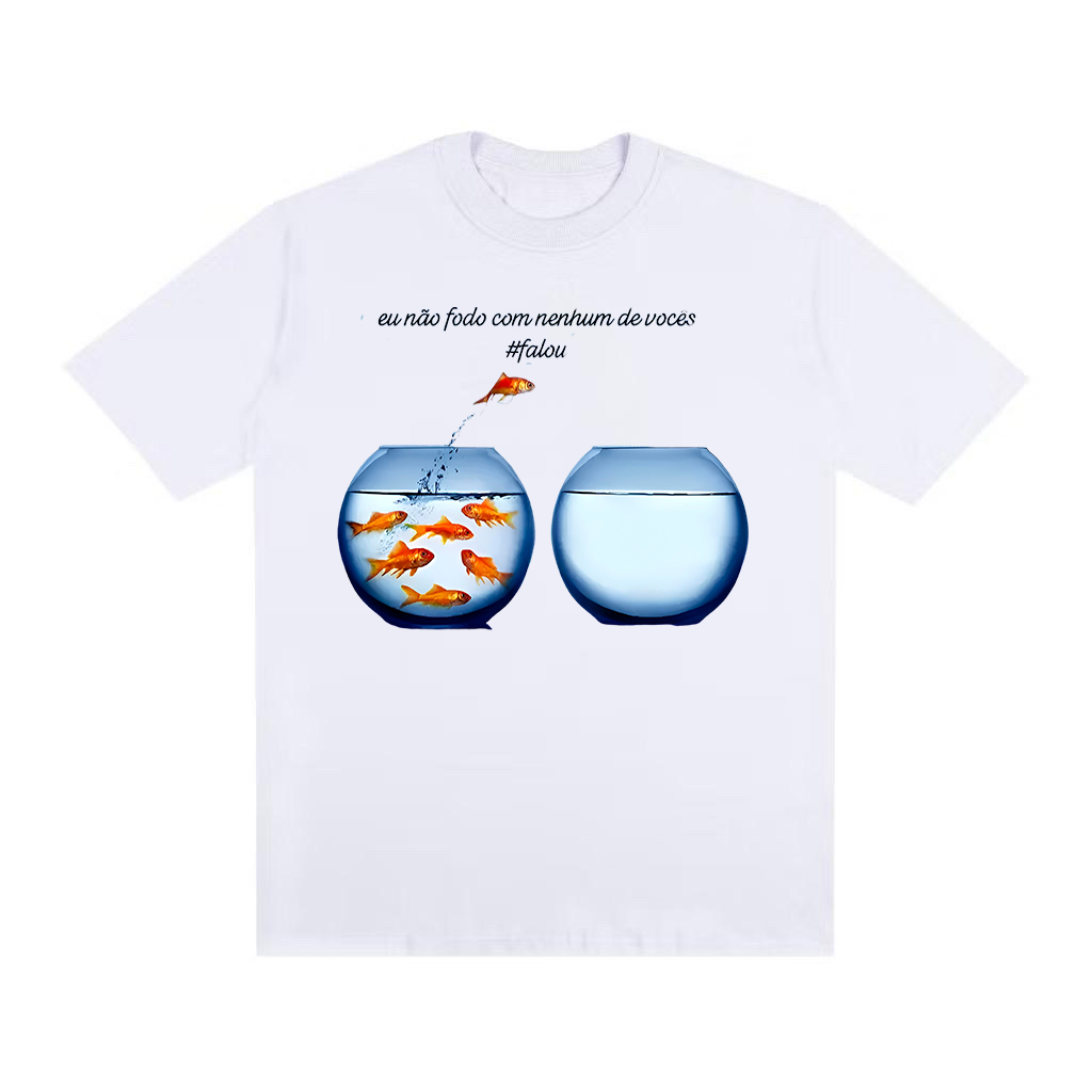 Camiseta Streetwear Over Camisa Oversized Meme Peixinho Com Nenhum de Vocês #Falou #Flw Shitpost Y2K Gótico Alternativo