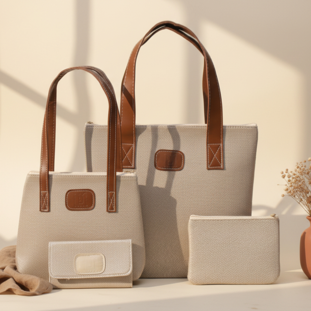 Bolsa Feminina Kit Sacola Bag + Mini Tote + Carteira + Necessaire 4 Peças em Oferta na Shopee