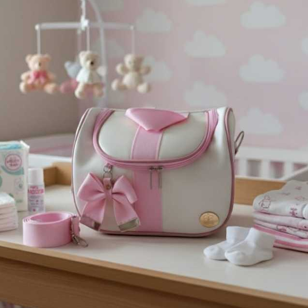 Frasqueira Térmica e Impermeável/Menino e Menina com Faixa e Laço