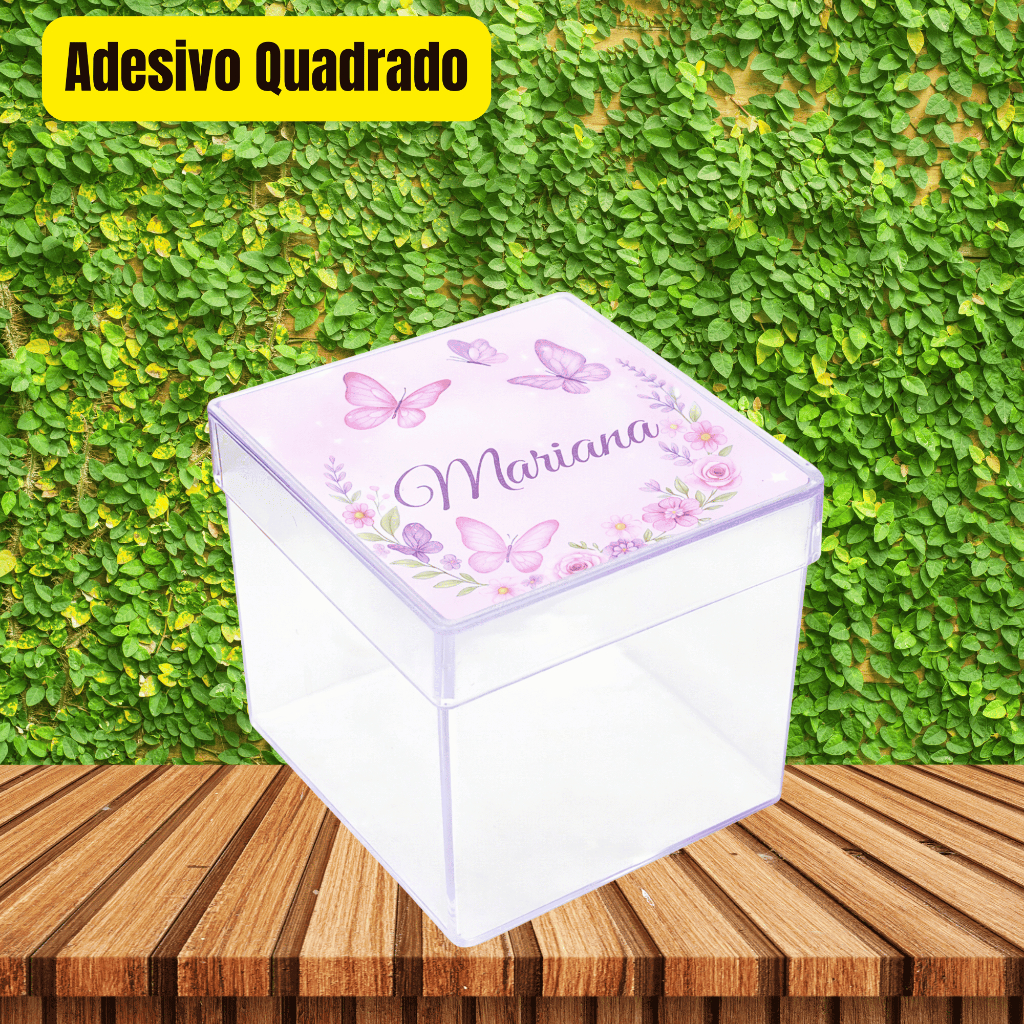 Adesivos Personalizados para Caixinha Acrílica Jardim Encantado  Lembrancinha Jardim das Borboleta